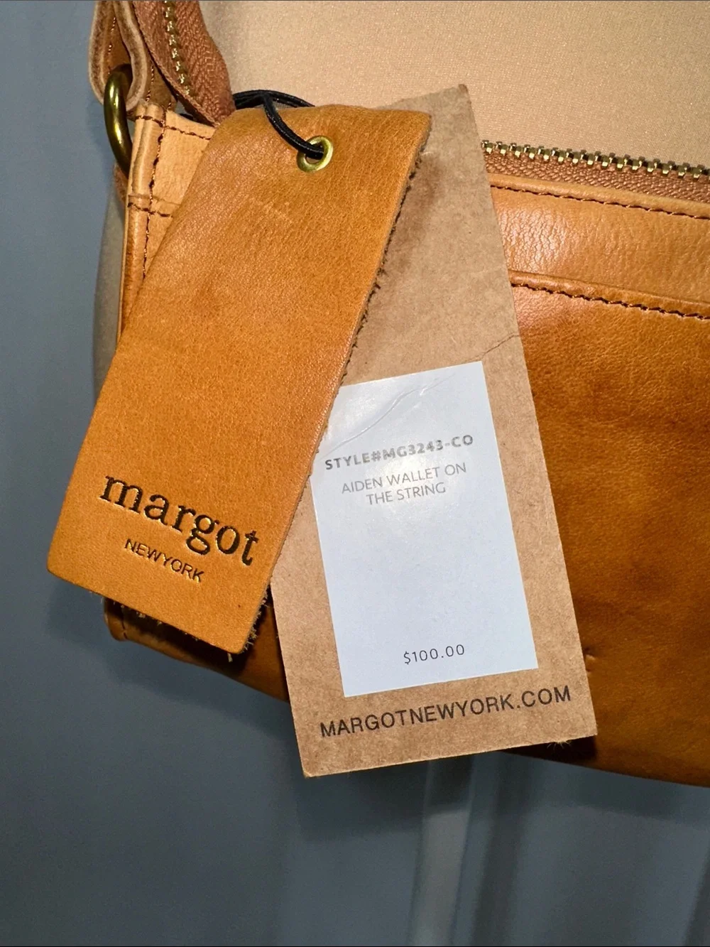 margot Cognac Leather Crossbody Bag with Tassel